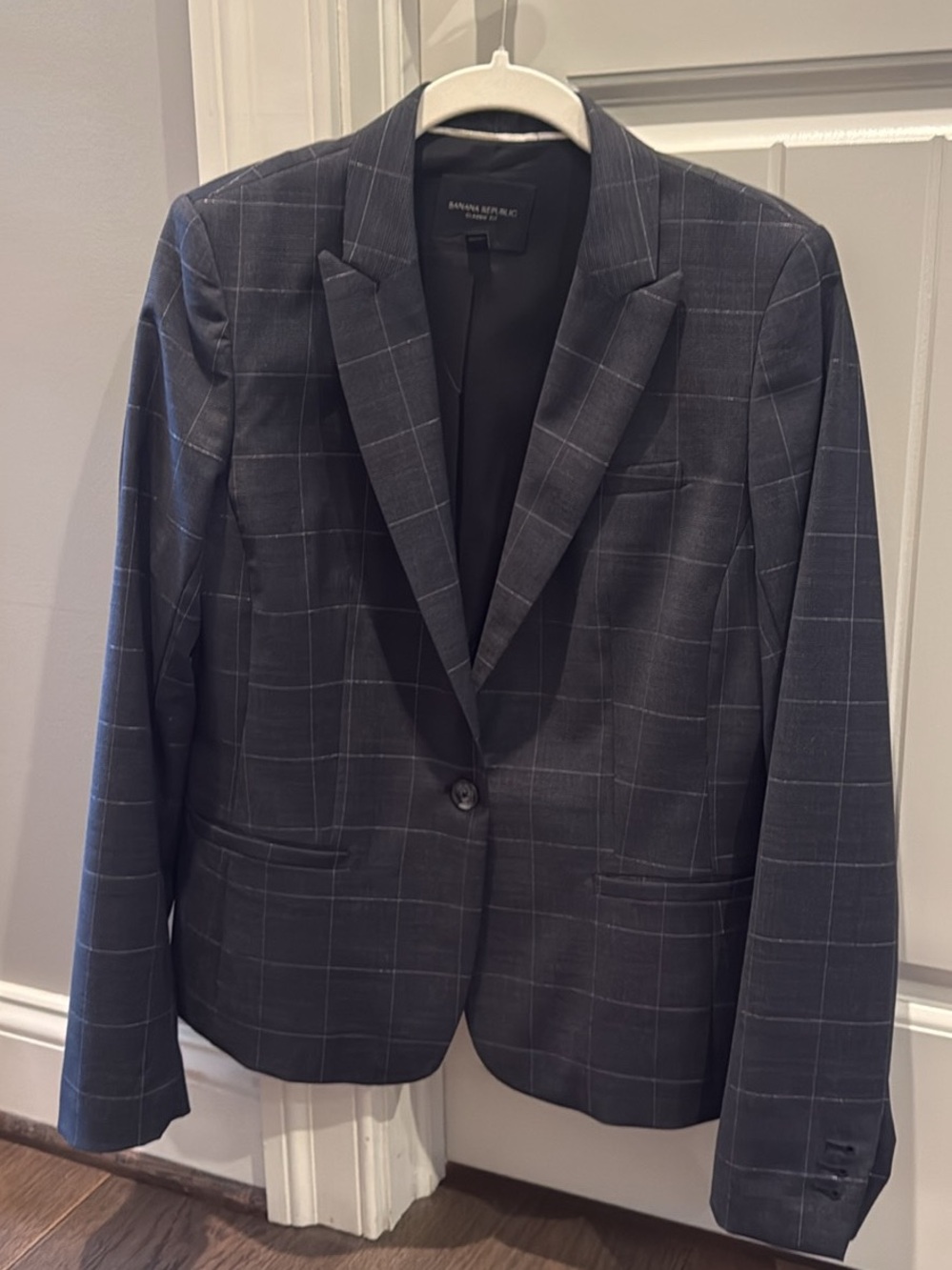Banana Republic Gray Windowpane Blazer